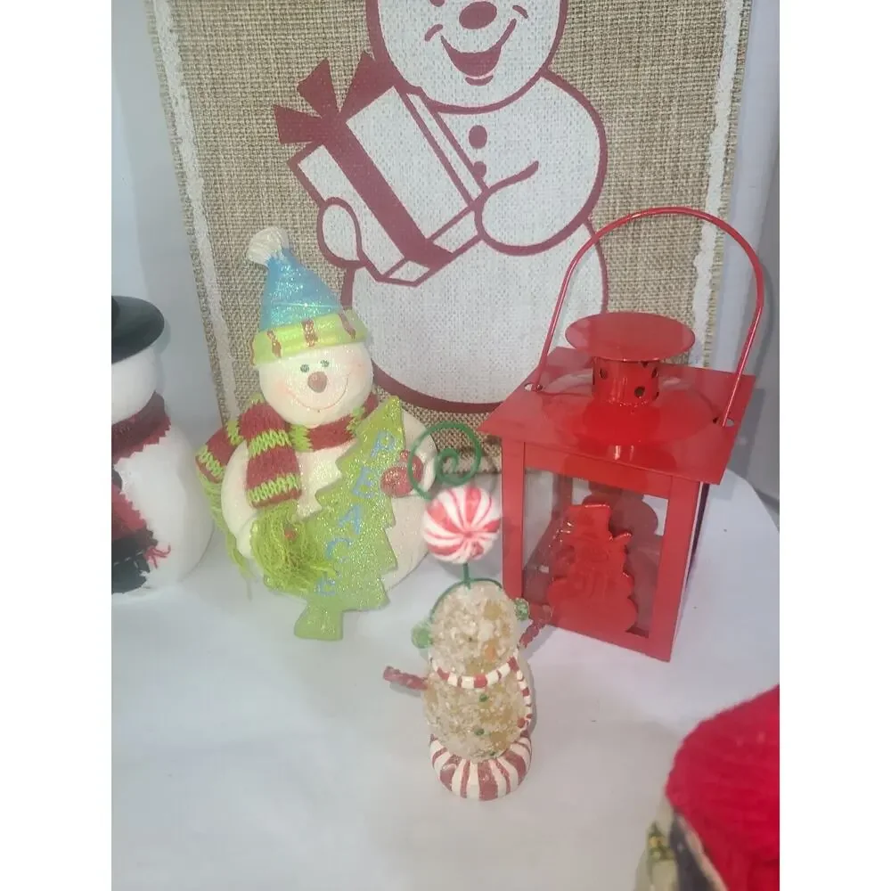 Large Lot New& Vintage Snowman Themed Christmas Decor Hallmark, Selvestri & more